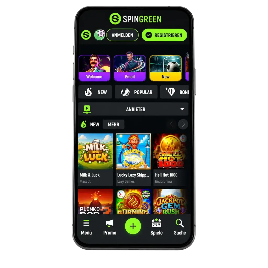 Spingreen App als PWA für Android und iOS in Deutschland herunterladen – Sportwetten, Casino und sichere Zahlungsmethoden.